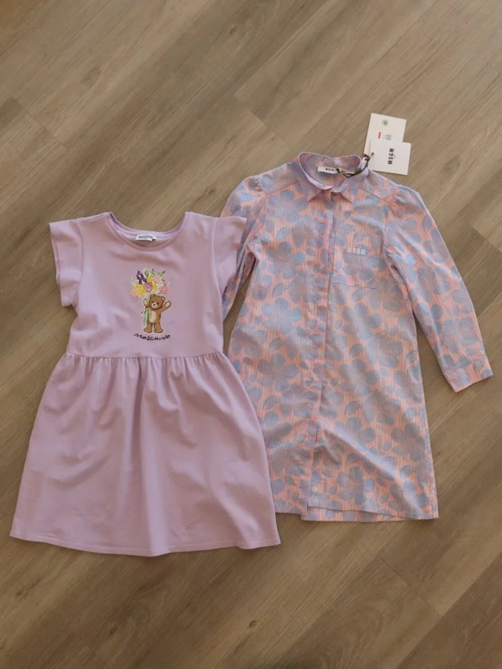 NWT MSGM MOSCHINO girls dress bundle purple bear floral shirt summer cotton 10 y